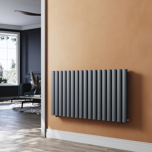 SUNXURY Radiatore da bagno, 600 x 770 mm, design a tubo, orizzontale, a doppio strato, antracite