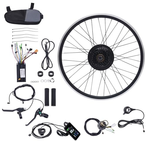Zoobotanica Elcykelkonverteringssats, 24 tum, 36 V, 500 W, konverteringssats för bakhjul/framhjul, elcykelsats med LCD-skärm, styrenhet, PAS, för batterier på 36 V/13 Ah (bakhjul)