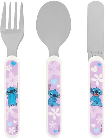 Disney Stitch Kids Cutlery Set by Polar Gear | 3pc Childrens Cutlery Set Disney Gifts for Girls & Boys | Lilo & Stitch Gifts Toddler Cutlery Made from Food-Safe Stainless Steel & ABS Plastic