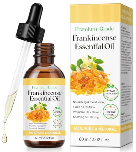 Frankincense Essential Oil,Unverdünntes organisches 100% reines Weihrauch Harz Öl für Diffuser, Aromatherapie, Massage,Hautpflege,Relax,Spa,Parfüm Kerzen machen - Nährender und feuchtigkeitsspendender