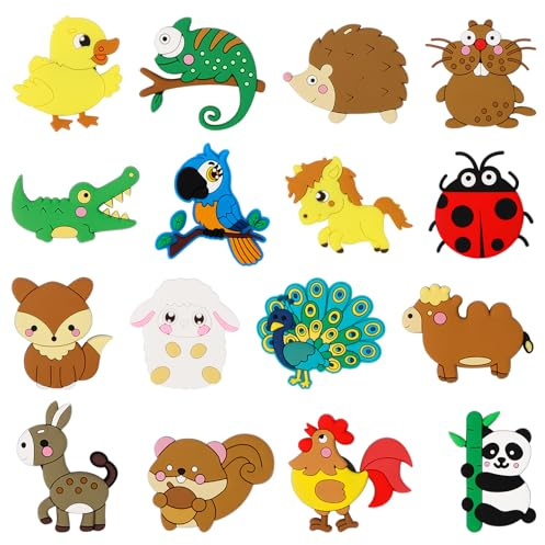 16 Stücke Kinder Magnete, Tiere Kühlschrankmagnete, Magnete Kinder, Dekorative Kindermagnete Tiere Spielzeug der Erziehung, für Whiteboard Vorschulunterricht, Zuhause, Klassenzimmer