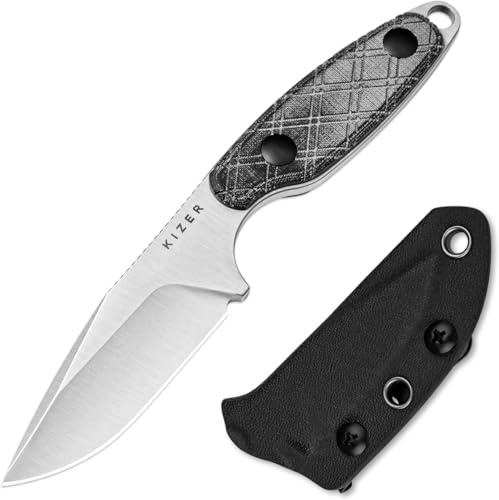 Kizer Muskrat Neck Knife EDC Messer mit Feststehende Klinge, 1064M1 | 8 cm 154CM Klinge Outdoor Messer mit Micarta-Griff, Wandern Survival Camping Messer mit Scheide für Männer und Frauen