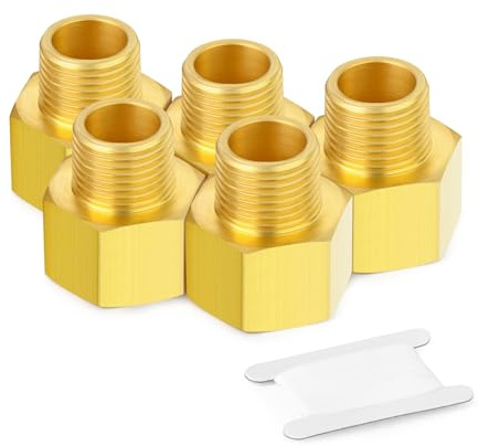 TAILONZ PNEUMATIC 5PCS Racor de latón, Adaptador reductor, 1/2-pulgada tubo macho x 3/8-pulgada tubo hembra