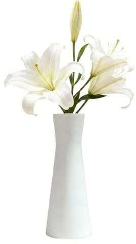 18 cm hohe konische Blumenvase, einzelner Stiel, Keramik, Knospenvasen, kleine Knospe, dekorative Blumenflasche für Zuhause, Büro, Dekoration, Tafelaufsätze, Weiß