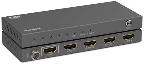 Marmitek Split 614 Pro - HDMI Splitter 4K60 1 EIN 4 Aus UHD HDR EDID TV | HDMI Verteiler 2.0 für 4 Displays, Ultra HD 4K60, HDR, 4:4:4 Chroma, HDCP 2.2, EDID, Downscaler, 18 Gbit/s