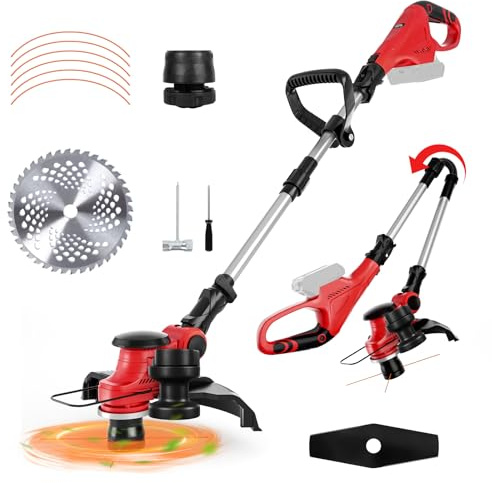 String Trimmer Compatible with Milwaukee 18V Battery,3 in 1 Folding with Brushless Motor 30cm Cutting width & Battery Status Indicator Electric Trimmer