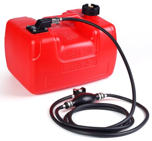Bidon de Carburant 12L Réservoir à Carburant Marin Portable pour Essence Carburant Professionnel en HDPE Jauge Intégrée Tuyau Adhésif Industriel Poignée Ergonomique Convient aux Moteurs Hors Bord