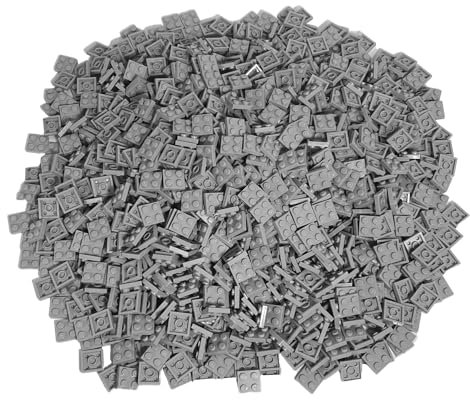 LEGO Classic 3022 - Juego de 100 Placas de 2 x 2 con Separador de Piedra (Gris Claro)