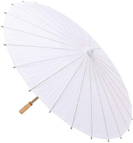 OLILLY - 10 weiße Sonnenschirme aus Papier und Babu, für Hochzeit, Party und Veranstaltung (weiß)