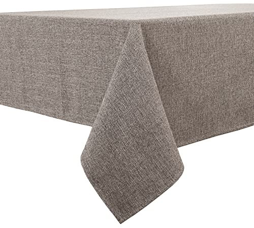 BALCONY & FALCON Tischdecke Leinenoptik Rechteckige Leinen Fleckschutz Pflegeleicht Tischtuch Tischwäsche Eckig für Drinnen, Draußen, Garten, Restaurant und Dekoration Beigebraun-Dicker 145 x 300 cm