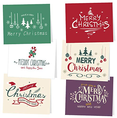 TUPARKA 30Pcs Carte Joyeux Noe ave Eveloppes et Autocollants Neige, 6 Motifs de Noël