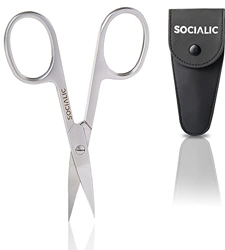 Socialic® Nagelschere inkl. Etui – Extra scharfe Nagelhautschere aus rostfreiem Edelstahl | Nail Scissors geeignet als Haut-, Fingernagel- und Fußnagelschere | perfekt für Maniküre und Pediküre