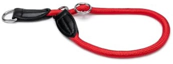 lionto Hundehalsband mit Zugstopp, Länge 55 cm, Dicke 1 cm, Rot | Trainingshalsband aus strapazierfähigem Nylon, mit robuster Schnalle, stufenlos verstellbar, D-Ring für Leinenbefestigung
