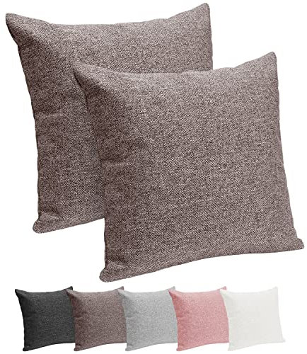 Selfitex 2er Set 50x50 cm, Sofakissen mit Füllung und Bezug, Dekokissen, Kopfkissen mit weicher Kissenfüllung, stilvolle Kissen Deko, robuster Polsterstoff, hochwertiges Couch Kissen (Braun)