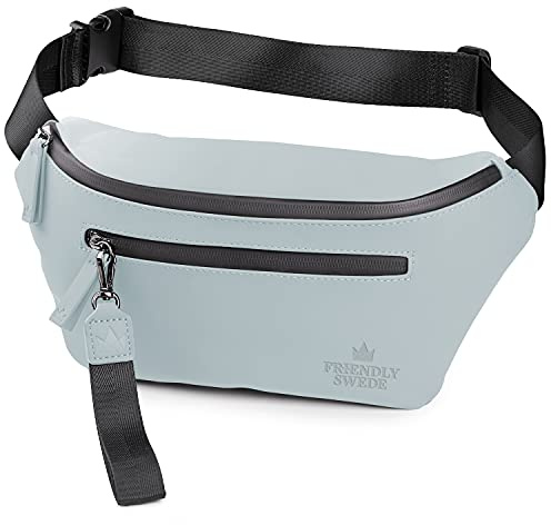 The Friendly Swede Bauchtasche Damen, Herren - Stylisch Gürteltasche Fanny Pack, Hüfttasche, Waist Bag VRETA Bum Bag Hellgrau