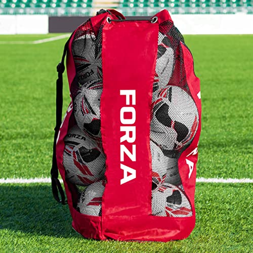 FORZA Bolsa para Balones Premier | Saco de Malla para Pelotas con Cierre de Cordel – Ideal para Fútbol, Voleibol, Baloncesto Y Balonmano | 12 Bolas