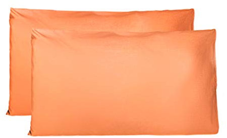 Kissenbezug 50x80 cm 2er Set - 100% Baumwolle, Superweicher Premium Jersey Kopfkissenbezug, Schlicht und edel im Design, Made in Italy - Orange