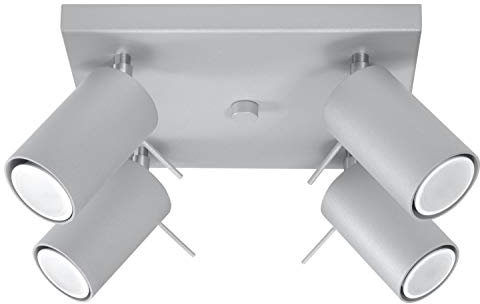Licht-Erlebnisse Grauer Deckenstrahler ETNA 25x25 cm Modern Stahl flexibel 4x GU10 Wohnzimmer Deckenlampe