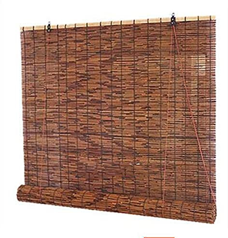 WZP-K Reed Blinds, Retro Decorative shutters Door and Window Roller shutters with Lifters Indoor/Sun Room/Garden/Greenhouse Shades, can be Customized/A / 100×100cm