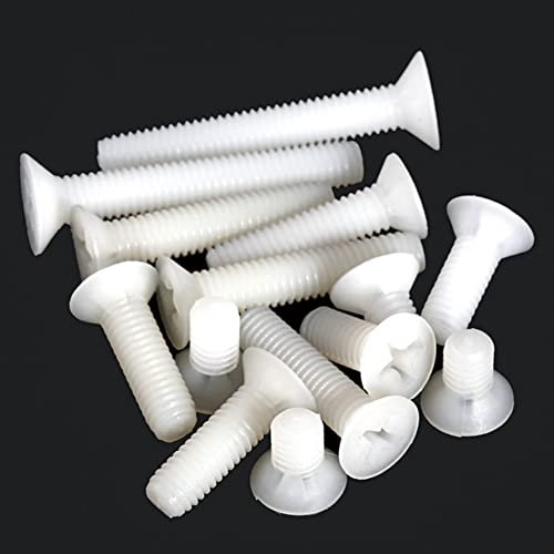 CONPHERON Vis en plastique, Vis à tête fraisée croisé en nylon, blanc, M6*30 mm,30 pcs