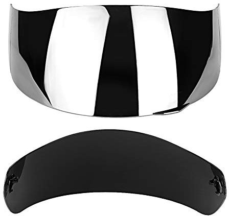 PC Motorrad-Objektiv-Visier, Helm-Objektiv-Visier-Schild, Vollgesichts-Objektiv-Visier Motorrad-Windschild Helm-Objektiv-Visier-Schild Full Face Fit für AGV K1 K3 SV K5 K5-S (Transparent)(Silber-)