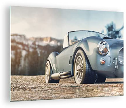 Moderne Impression sur Verre Cobra Sport Voiture Image Tableau en Verre Decoration Murale 70x50cm Deco Cadre Salon Chambre Cuisine Horizontal Petit Tableaux Decoratifs Muraux Art Wall GAA70x50-4583