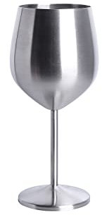 MPM Quality Weinglas aus Edelstahl, Beliebtes Brillenmodell Moet, Geeignet als Geschenk zum Geburtstag, zur Hochzeit, zur Konfirmation oder als Geschenk zu Weihnachten, Silber, F04.4151.70