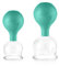 Pulox Schröpfgläser Set aus Echtglas mit Saugball - 2x Medizinisches Schröpfglas in Grün - 52mm, 62mm