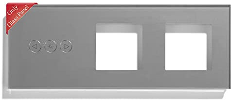 BSEED Rahmen Glasrahmen Panel für Smart Dimmer Lichtschalter und Steckdose Kristall Glasscheibe Glaspanel für Wlan Dimmer Wandlichtschalter und Steckdose 3 Fach Grau 228mm