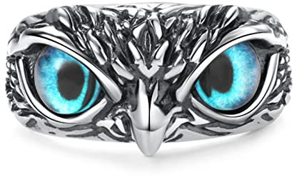 Yumikoo Demon Eye Owl Ring Retro Open Ring Adjustable Personalized Gothic Men's Animal Lucky Vintage Jewelry, plating, plastic