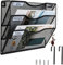 BOHDK Wandordner, 3 Reifen, Hängeregistratur-Ordner, Post-Organizer, vertikale Netz-Metalltür-/Wandhalterung, Hängeregistraturhalter, Papierdokumente, Zeitschriftenständer mit Haken für Zuhause, Büro