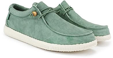 WALK IN PITAS | WP150 WALLABI Washed | Mocasines de Hombre | Náuticos Casual | Zapatillas de Verano | Zapatos de Hombre Casuales y Cómodos | Zapatos de PITAS para Hombre | Verde Menta 38