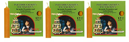 OLShop AG Knox Pyramidenkerzen Natur, 3er Pack (3 x 12 Stück), Größe: ca. 17 x 100 mm Weihnachtskerzen