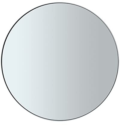 Blomus Wandspiegel Rim, Badezimmerspiegel, Dekospiegel, Stahl pulverbschichtet, farbiges Glas, White, 80 cm, 66163