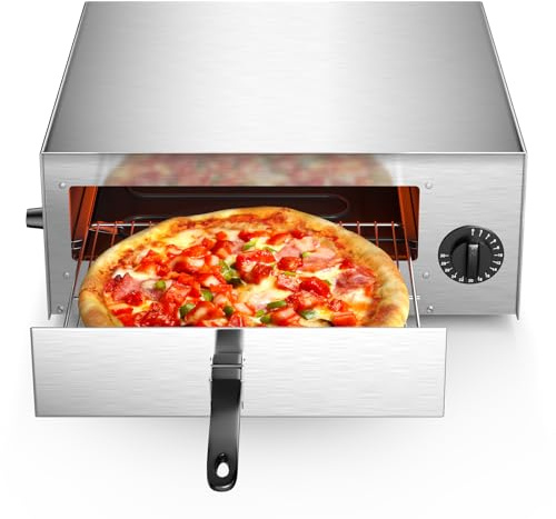 SIMOE Electric Pizza Oven, Indoor Pizza Oven with Handle and Removable Tray and Timer of 30 Minutes, Multi-Function Worktop Machine up to 76cm for Kitchen, Camping