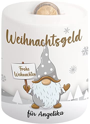 Geschenk zu Weihnachten: Spardose personalisiert mit Namen „Weihnachtsgeld für Dein Name“ - Weihnachtsgeld Verpackung für Kollegen, Freunde, Mama, Papa, Jungen, Mädchen - persönliches Geld-Geschenk