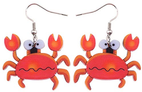 DOWAY Acryl Cute Hai Qualle Schildkröte Ohrringe Seepferdchen Oktopus Krabbe Schmuck Meerestiere Deko Geschenke für Frauen Mädchen (Krabbe D)