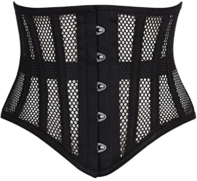 Heavy Duty Underbust Steel Boned Waist Trainer Cincnher Womens Waspie Mesh Corset (as1, alpha, l, regular, regular, Black)