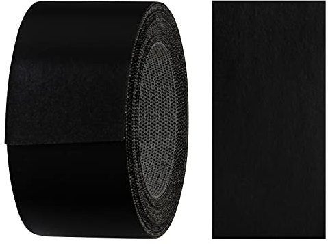 haggiy Ruban adhésif pour bords en mélamine avec adhésif thermofusible, 40 mm x 5 m, adhésif thermocollant pour étagères et panneaux, décoration : noir lisse
