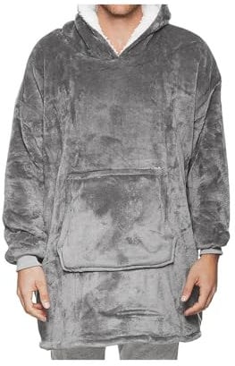 Oversized Blanket Hoodie, Soft Sherpa Fleece Warm Wearable Hoodie Sweatshirt Blanket, Giant Fluffy Fleece Jumper Hoodie for Women Girls Adults Men Boys (Grey)