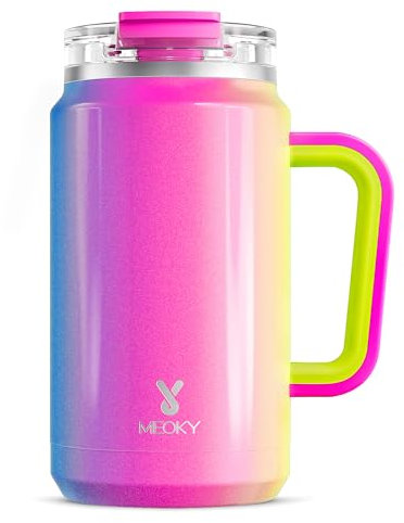 Meoky 907.2 g Tumbler mit Griff, Edelstahl vakuumisolierter Becher, hält 30 Stunden kalt, 100% auslaufsicher, BPA-frei (Karneval)