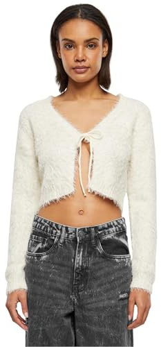 Urban Classics Damen Ladies Tied Cropped Feather Cardigan