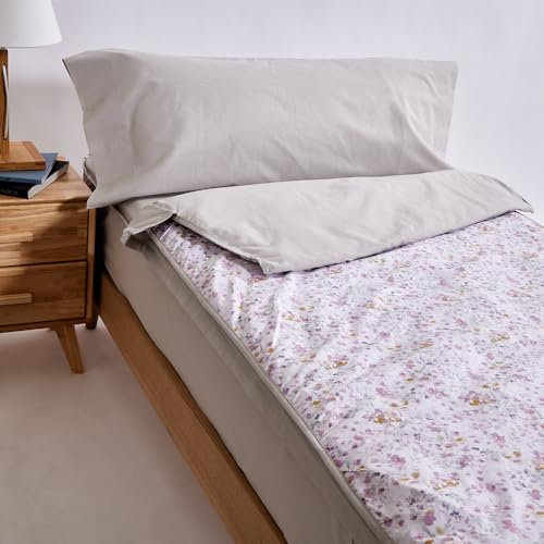 10XDIEZ Sacos nórdicos Ajustables (Flowers Beige - Cama 105cm)