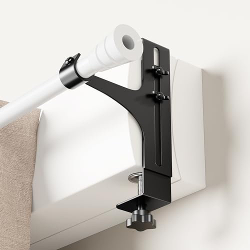 jockcaras Support Tringle Rideaux sans Percage: Accroche Rideau sans Perçage, Support Tringle Coffre Volet Roulant pour Une Hauteur de 14 à 25 cm, Noir, Pack de 2