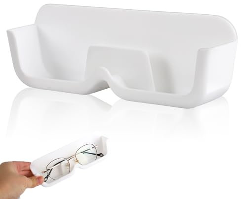 Mayoii Wall Mounted Adhesive Glasses Holder Stand, Hanging Sunglasses Organizer, Acrylic Sunglasses Holder, Eye Glass Holder for Wall Home Decor (white style)