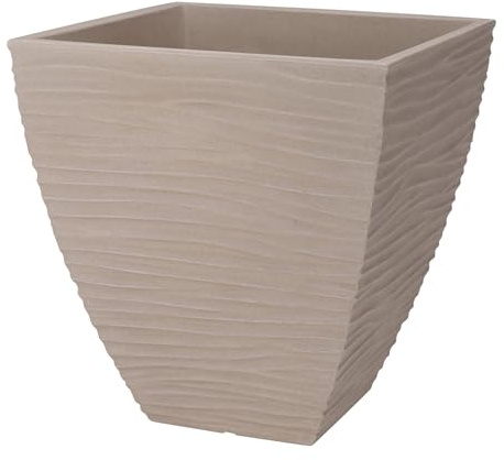 PROGARDEN Blumentopf 40x42cm Kunststoff 1 Stück - Pflanzgefäß eckig - Blumenübertopf - Aussenbereich & Innenbereich Pflanzentopf - Beige