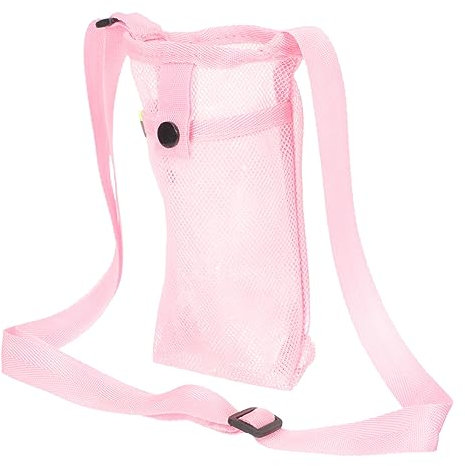 Sosoport Porte-Bouteille avec Sangle Réglable Sacoche Gourde Portable Maille Housse Protection Gourde Unisexe pour Bouteille Randonnée Cyclisme Et Voyage Compatible Et Rose