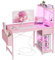 Grandder Gaming Desk 47 Inch with Power Outlet and LED Light, Computer Desk with Reversible Shelves and Storage Drawer, Pc Small Desk for Home Office Table with Bag, Carbon Fiber Pink