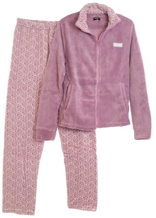 Viterbo Biancheria Pigiama Donna Invernale in Morbido Coral Fleece LWW00292 (Malva, L)