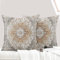 ECZOIL 2er Set Boho Kissenbezüge 40x40 cm,Böhmische Blumen Dekorative Kissenhülle Flachs 16x16 Inch Doppelseitiger Druck Dekorative Kissenbezug für Wohnzimmer Sofa Schlafzimmer-Braun